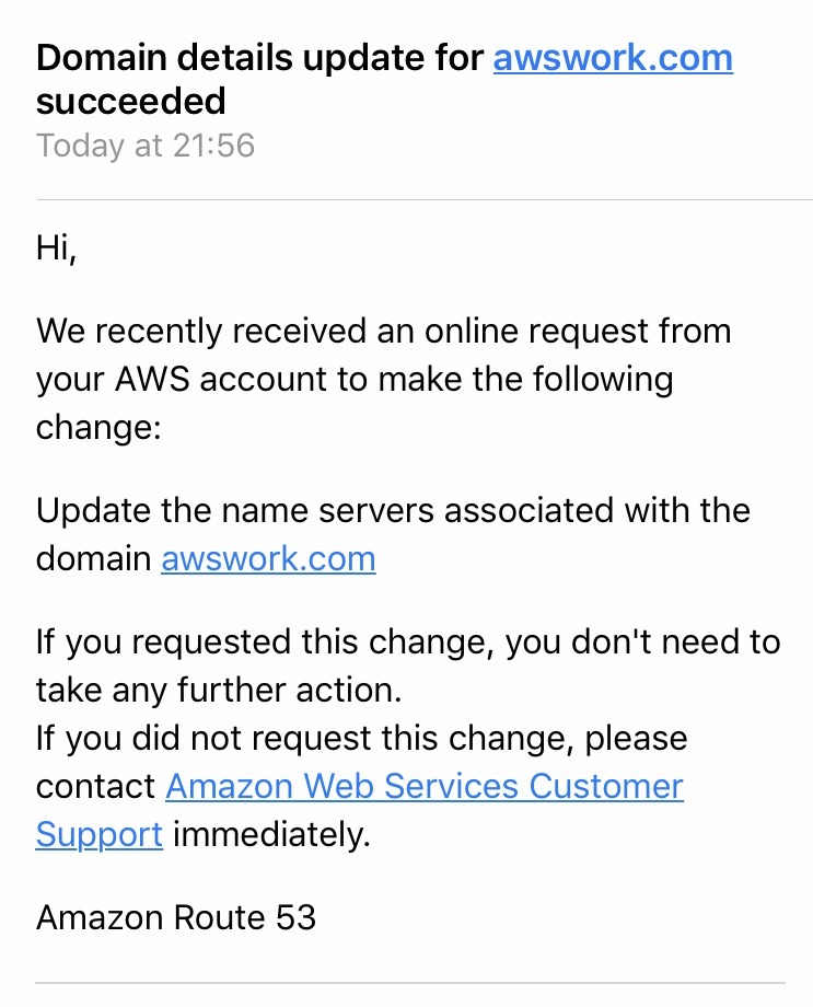 How to delegate a DNS Domain from AWS to Azure - Confirmation email