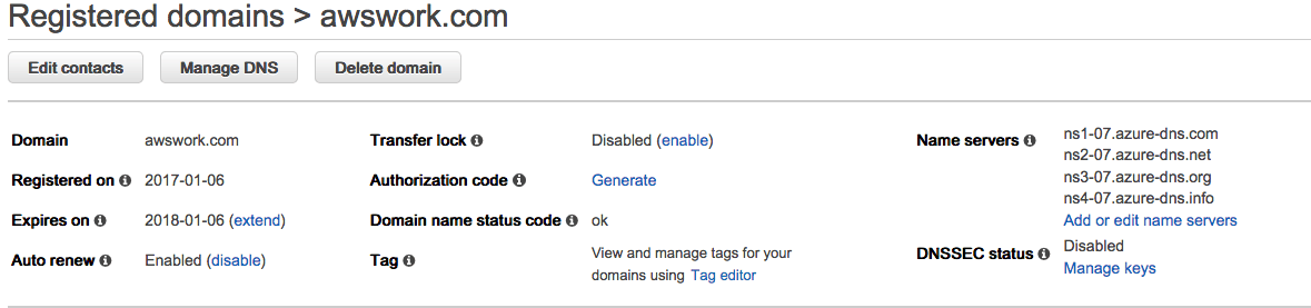 How to delegate a DNS Domain from AWS to Azure - Name Servers will show the Azure name servers