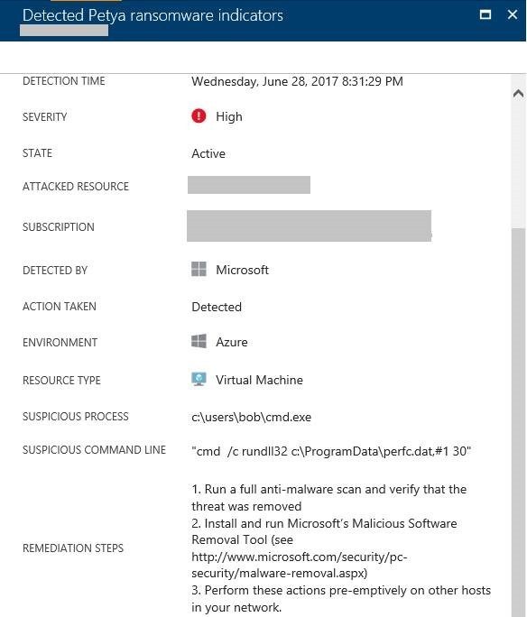 Peyta ransomeware indicators - Detect and prevent Petya ransomware in Azure Security Center