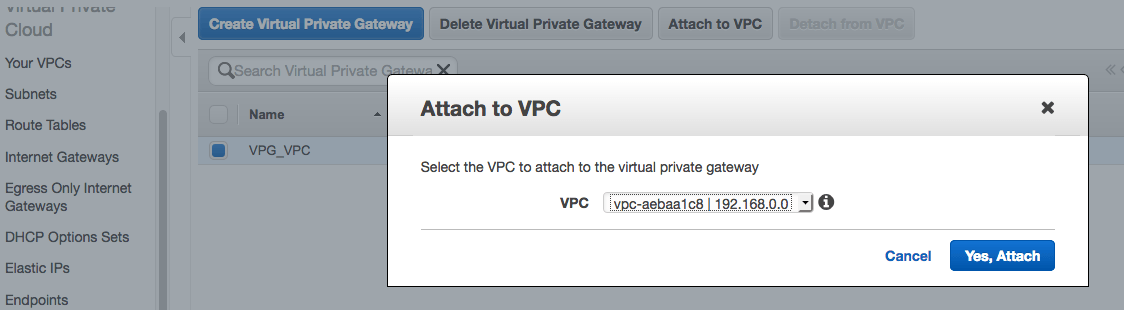 Attach VPC Attach VPC
